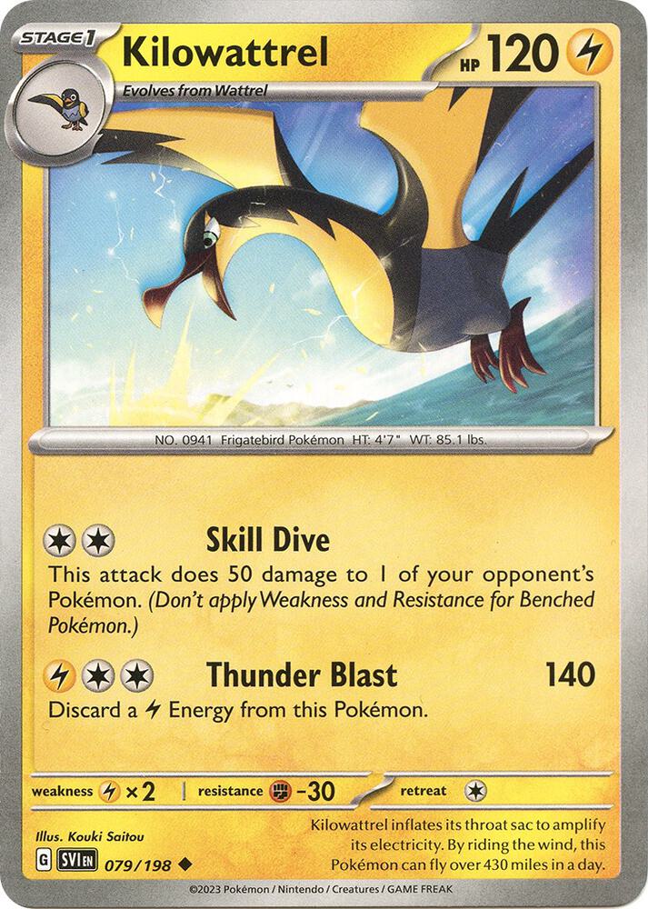 Kilowattrel 079/198 Uncommon Scarlet & Violet Base Set Pokémon card