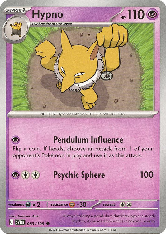 Hypno 083/198 Uncommon Scarlet & Violet Base Set Pokémon card