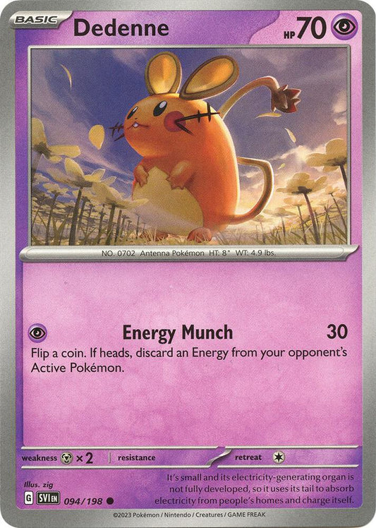 Dedenne - 094/198 094/198 Common Scarlet & Violet Base Set Pokémon card