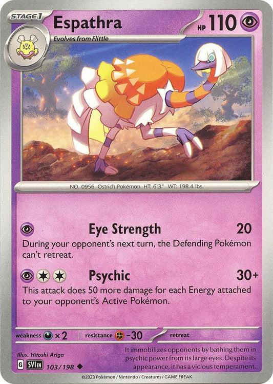 Espathra 103/198 Uncommon Scarlet & Violet Base Set Pokémon card
