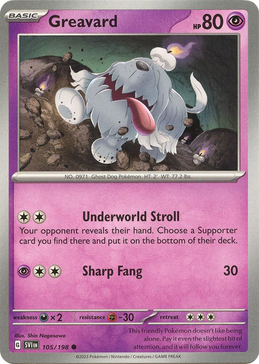 Greavard - 105/198 105/198 Common Scarlet & Violet Base Set Pokémon card