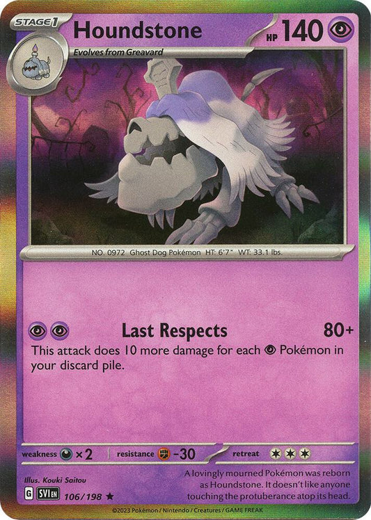 Houndstone 106/198 Rare Scarlet & Violet Base Set Pokémon card