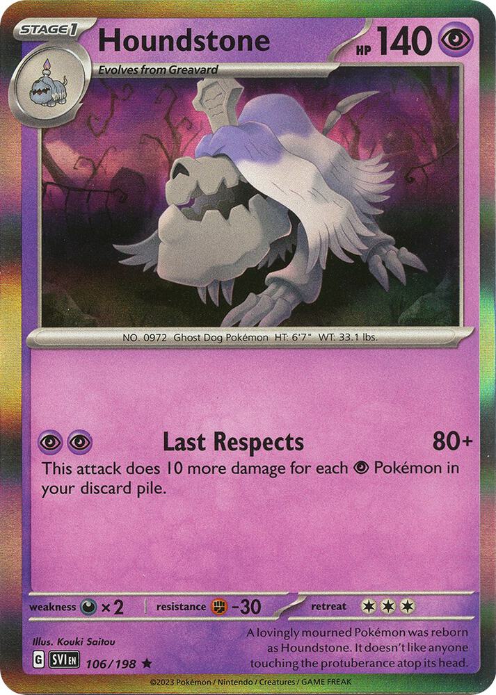 Houndstone 106/198 Rare Scarlet & Violet Base Set Pokémon card