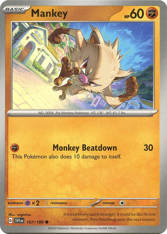Mankey 107/198 Common Scarlet & Violet Base Set Pokémon card