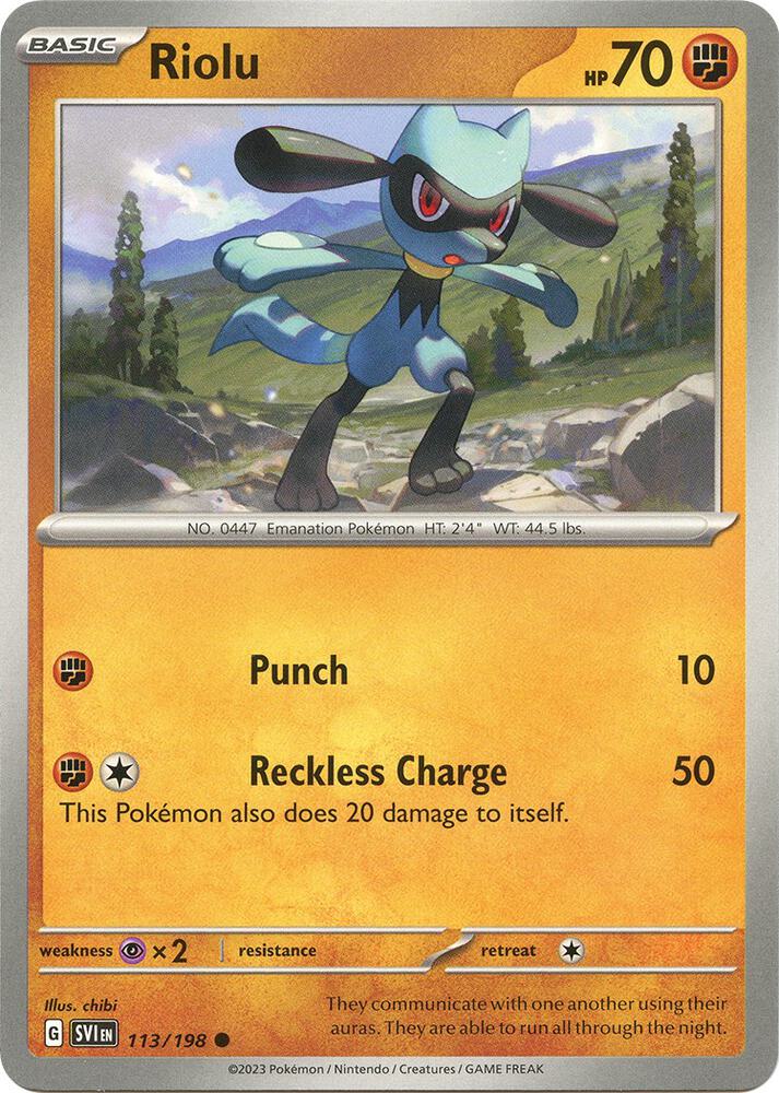 Riolu - 113/198 113/198 Common Scarlet & Violet Base Set Pokémon card