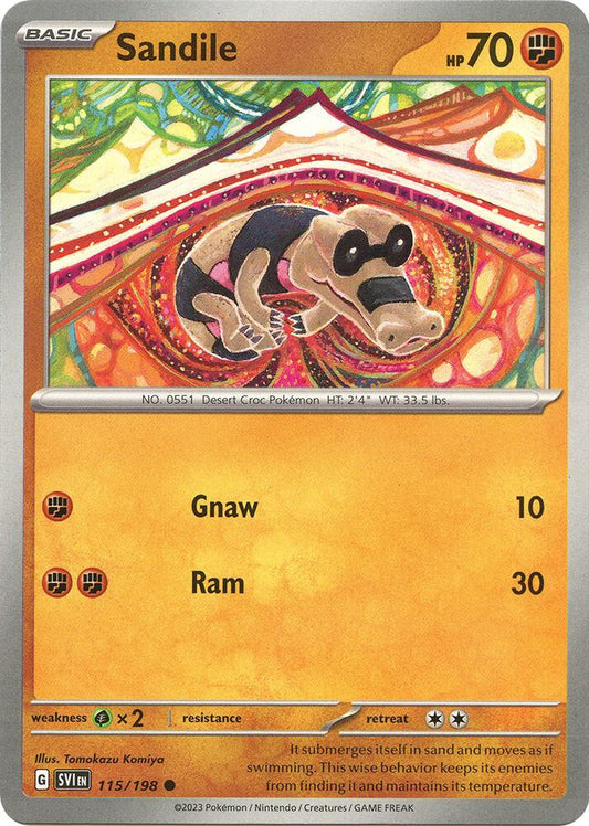Sandile - 115/198 115/198 Common Scarlet & Violet Base Set Pokémon card
