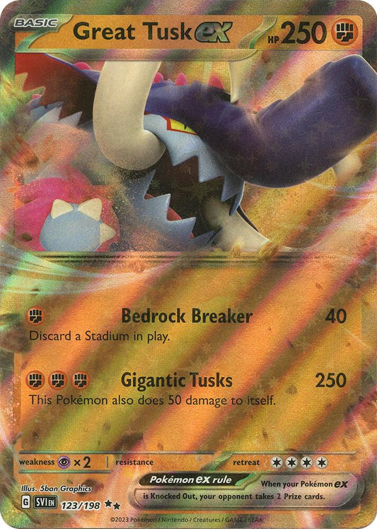 Great Tusk ex - 123/198 123/198 Double Rare Scarlet & Violet Base Set Pokémon card