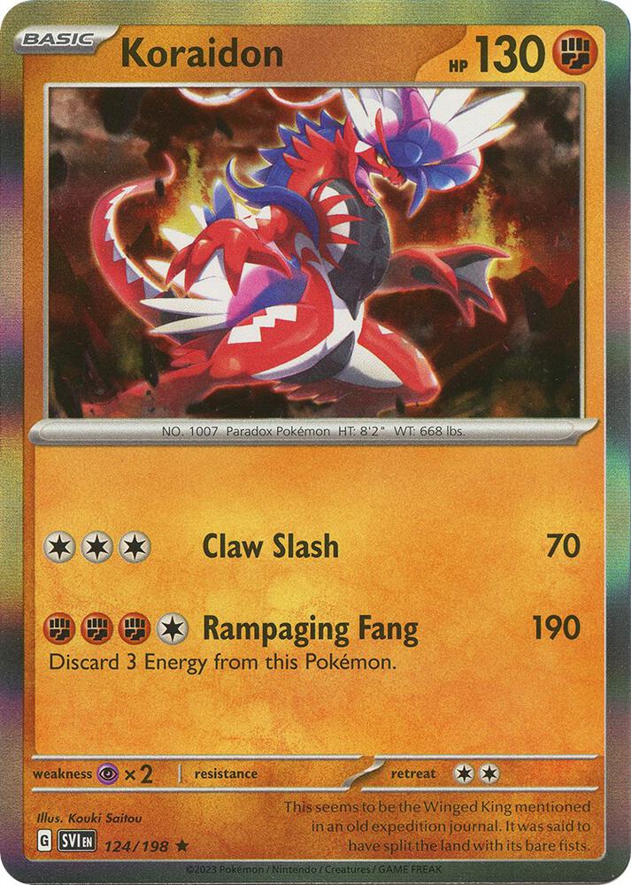 Koraidon 124/198 Rare Scarlet & Violet Base Set Pokémon card