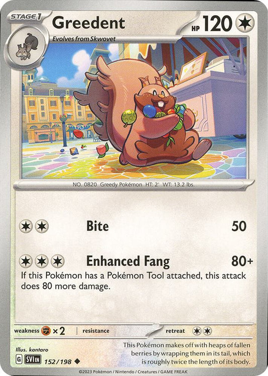 Greedent 152/198 Uncommon Scarlet & Violet Base Set Pokémon card