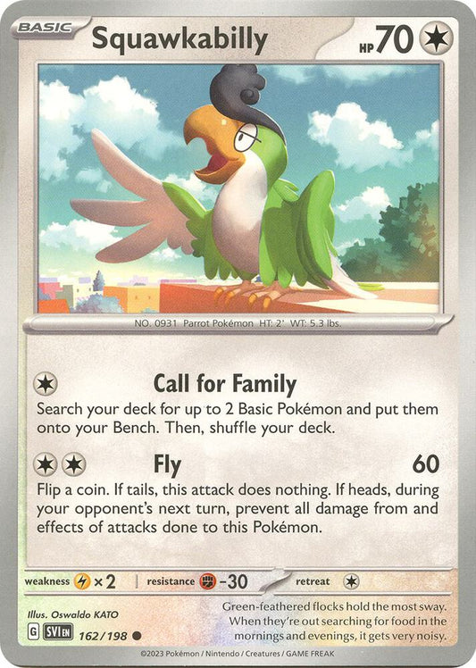 Squawkabilly 162/198 Common Scarlet & Violet Base Set Pokémon card
