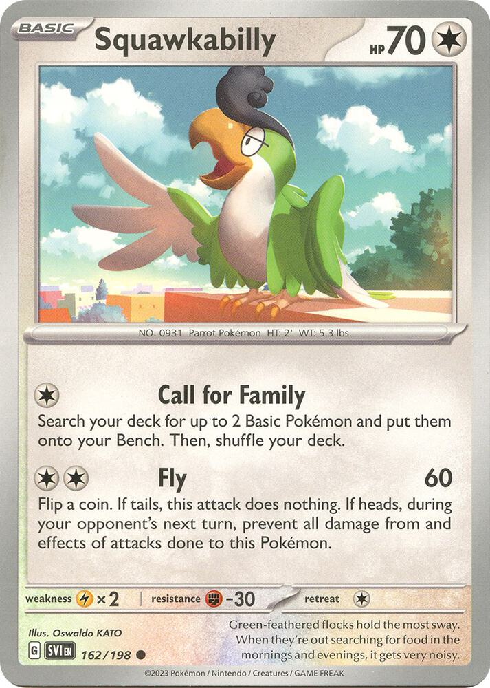 Squawkabilly 162/198 Common Scarlet & Violet Base Set Pokémon card