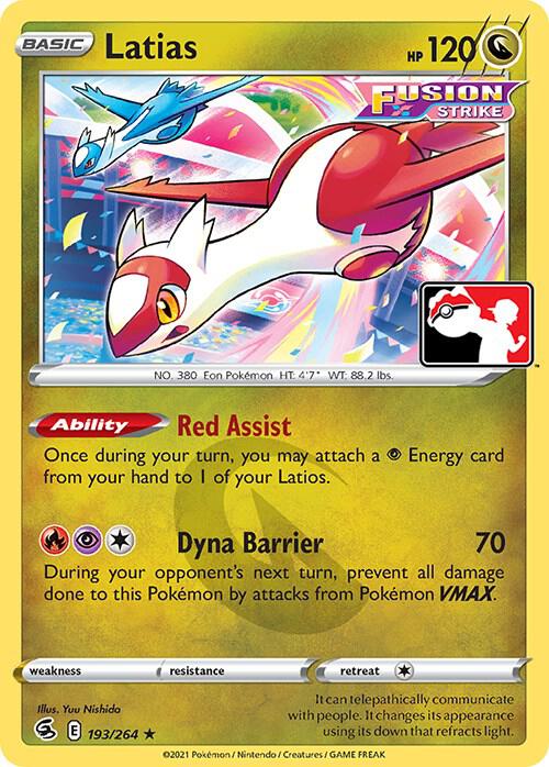 Latias - 193/264 Rare Prize Pack Series Cards