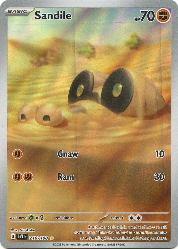 Sandile - 216/198 216/198 Illustration Rare Scarlet & Violet Base Set Pokémon card