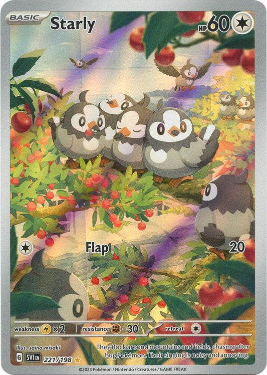 Starly - 221/198 221/198 Illustration Rare Scarlet & Violet Base Set Pokémon card
