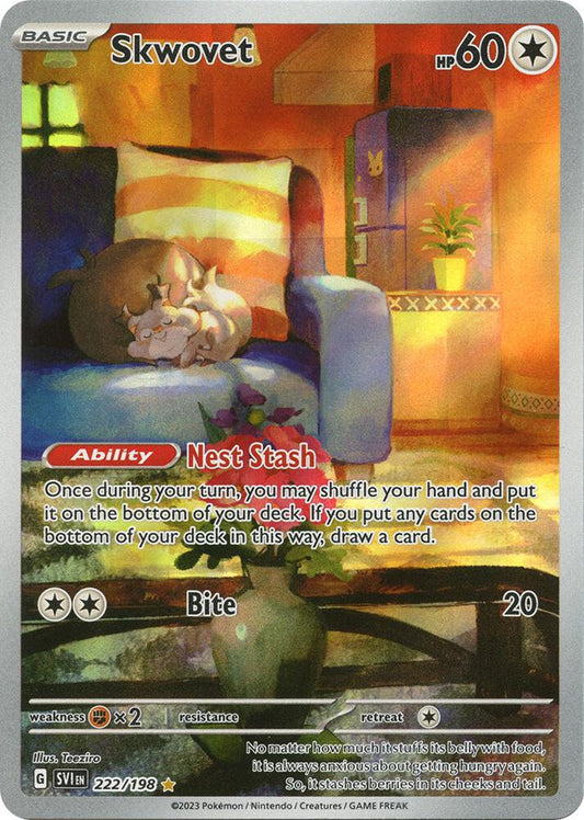 Skwovet - 222/198 222/198 Illustration Rare Scarlet & Violet Base Set Pokémon card