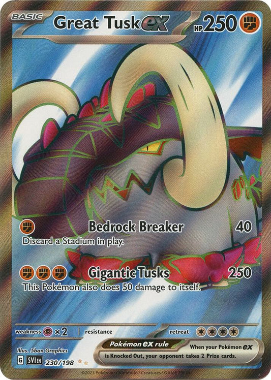 Great Tusk ex - 230/198 230/198 Ultra Rare Scarlet & Violet Base Set Pokémon card