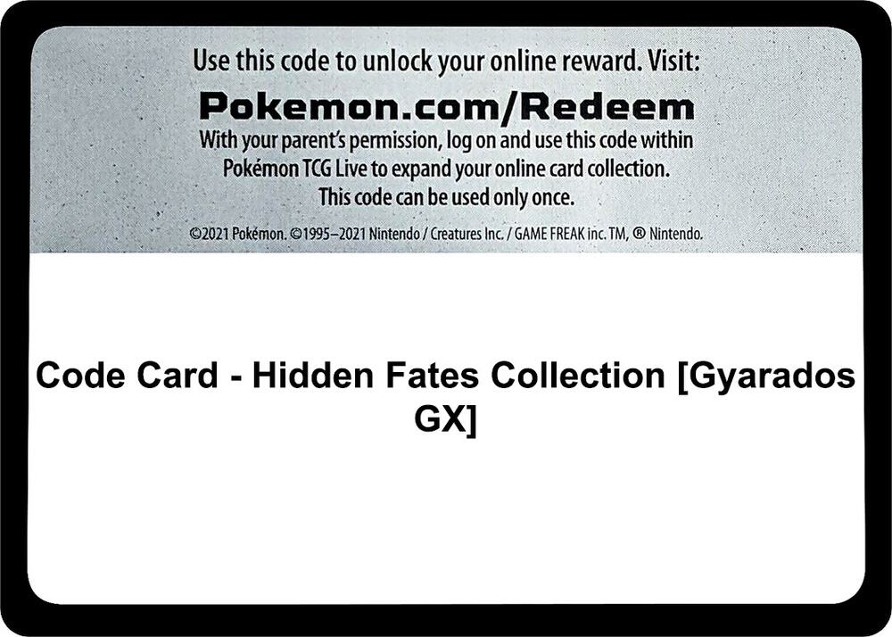 Code Card - Hidden Fates Collection [Gyarados GX] - Code Card Hidden Fates