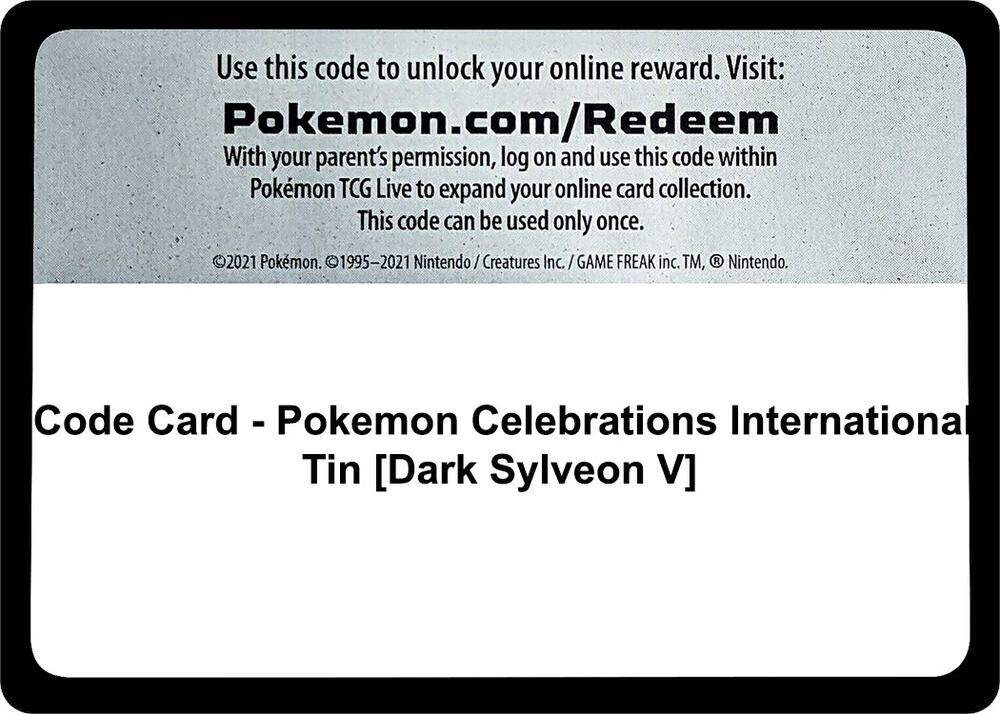 Code Card - Pokemon Celebrations International Tin [Dark Sylveon V] - Code Card World Championship Decks