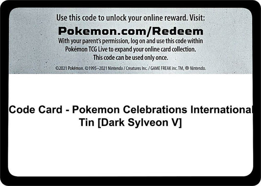 Code Card - Pokemon Celebrations International Tin [Dark Sylveon V] - Code Card World Championship Decks
