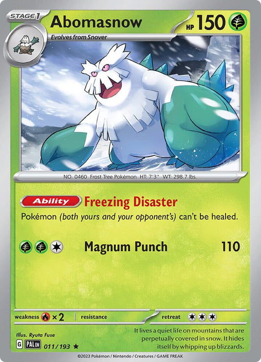 Abomasnow 011/193 Rare Paldea Evolved Pokémon card
