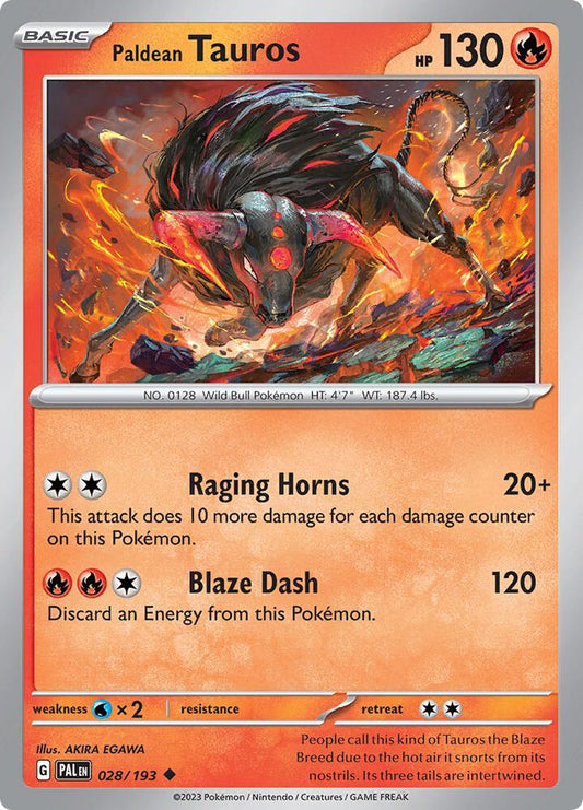 Paldean Tauros - 028/193 028/193 Uncommon Paldea Evolved Pokémon card