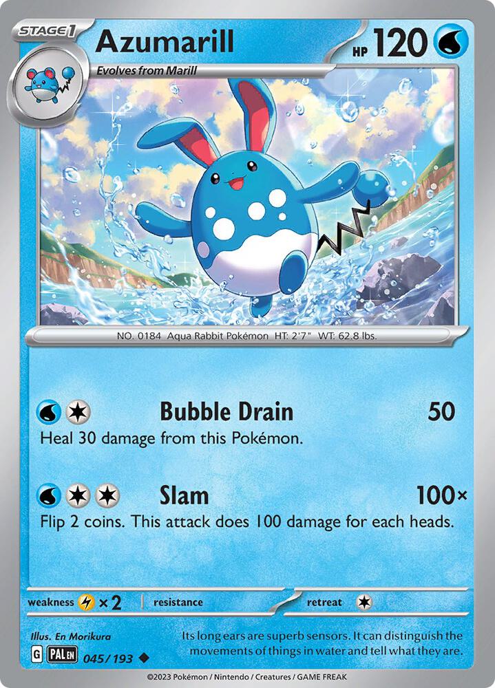 Azumarill 045/193 Uncommon Paldea Evolved Pokémon card