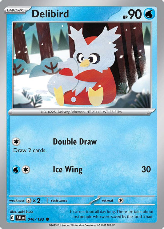 Delibird 046/193 Common Paldea Evolved Pokémon card