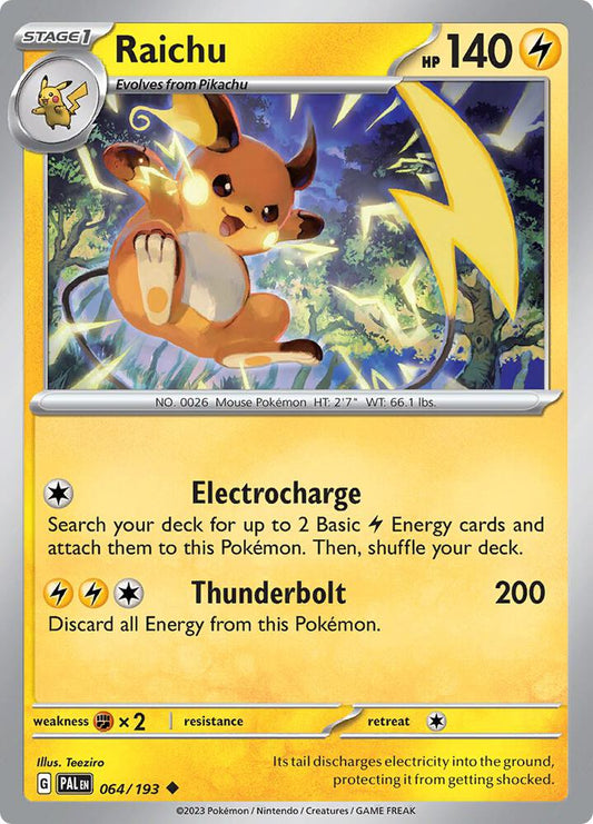 Raichu - 064/193 064/193 Uncommon Paldea Evolved Pokémon card