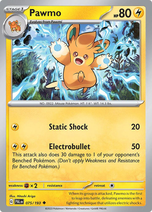 Pawmo 075/193 Uncommon Paldea Evolved Pokémon card