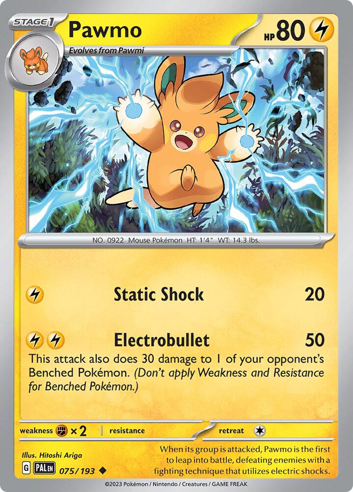 Pawmo 075/193 Uncommon Paldea Evolved Pokémon card
