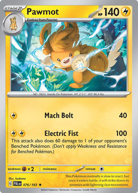 Pawmot 076/193 Rare Paldea Evolved Pokémon card