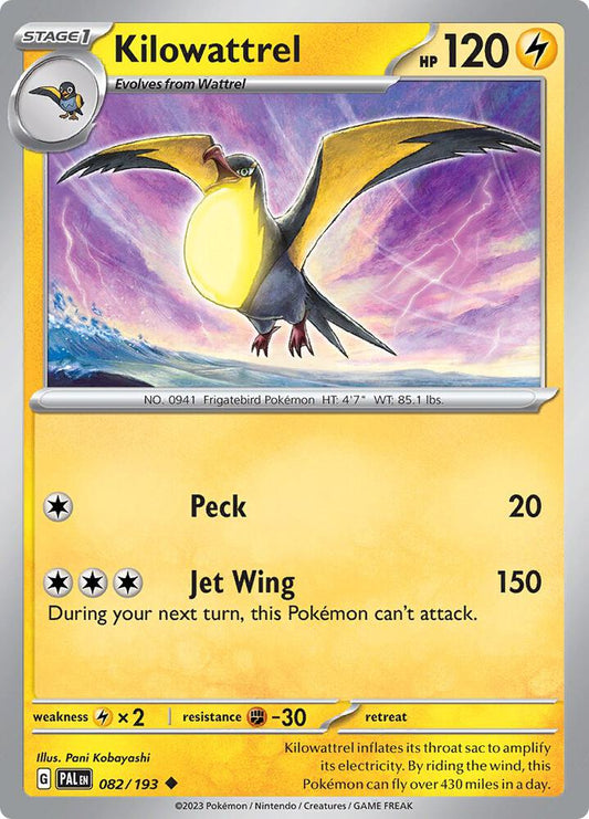 Kilowattrel 082/193 Uncommon Paldea Evolved Pokémon card