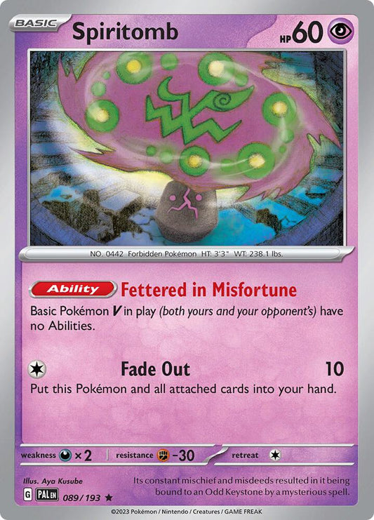 Spiritomb 089/193 Rare Paldea Evolved Pokémon card
