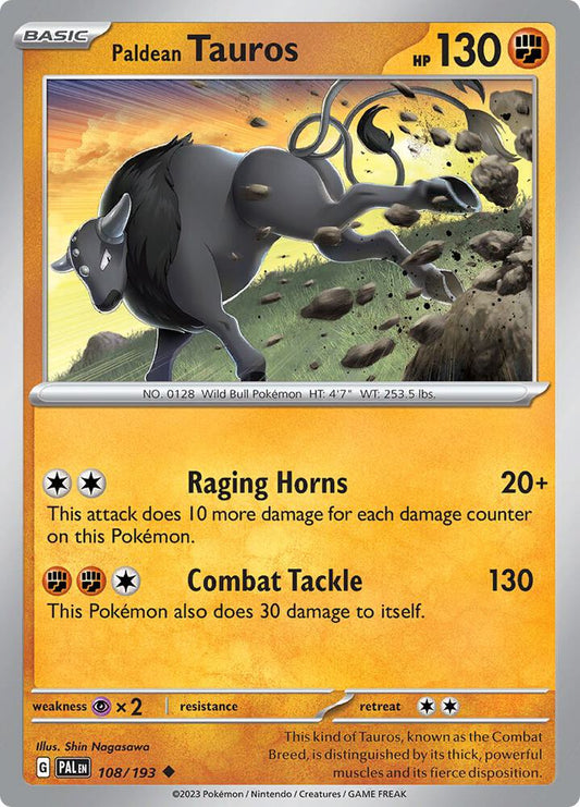 Paldean Tauros - 108/193 108/193 Uncommon Paldea Evolved Pokémon card