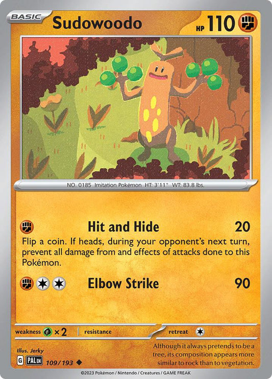 Sudowoodo 109/193 Uncommon Paldea Evolved Pokémon card