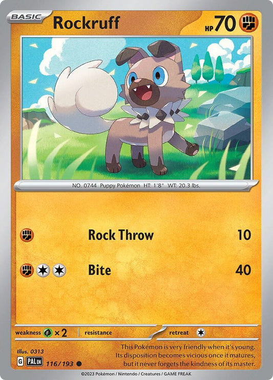Rockruff 116/193 Common Paldea Evolved Pokémon card