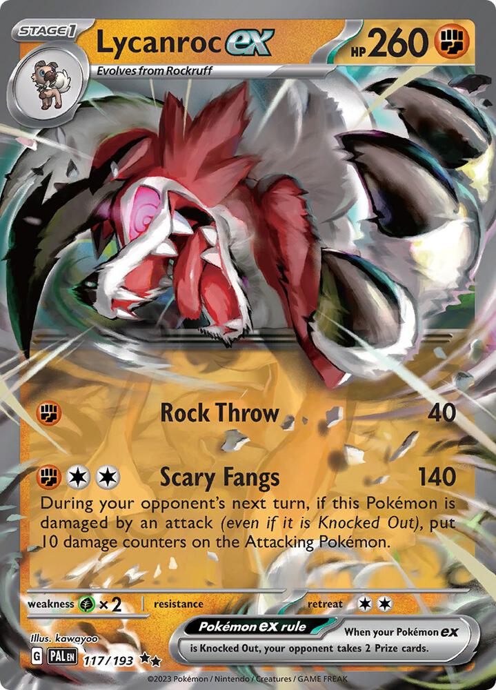 Lycanroc ex 117/193 Double Rare Paldea Evolved Pokémon card