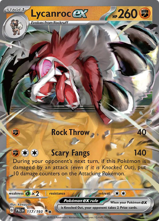 Lycanroc ex 117/193 Double Rare Paldea Evolved Pokémon card