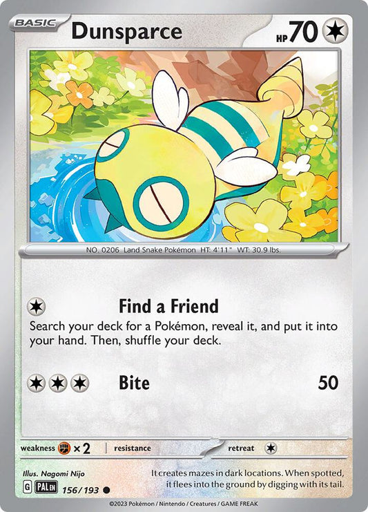 Dunsparce 156/193 Common Paldea Evolved Pokémon card
