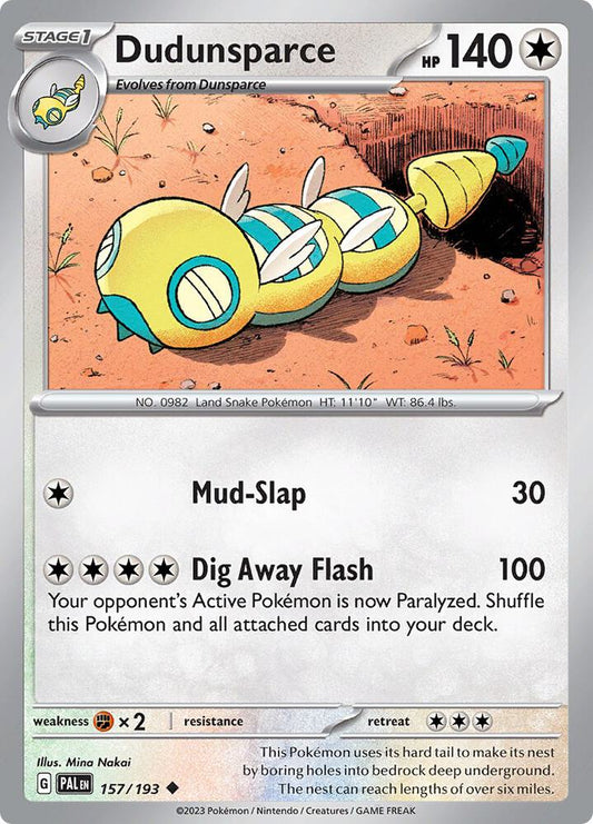 Dudunsparce 157/193 Uncommon Paldea Evolved Pokémon card
