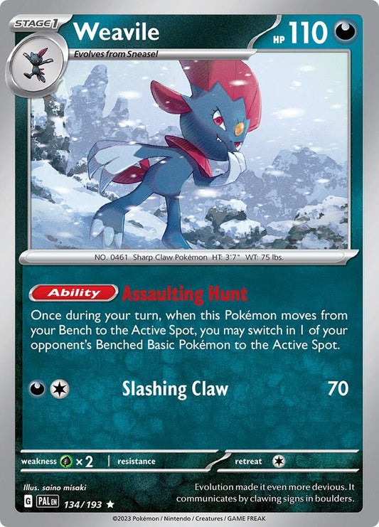 Weavile 134/193 Rare Paldea Evolved Pokémon card