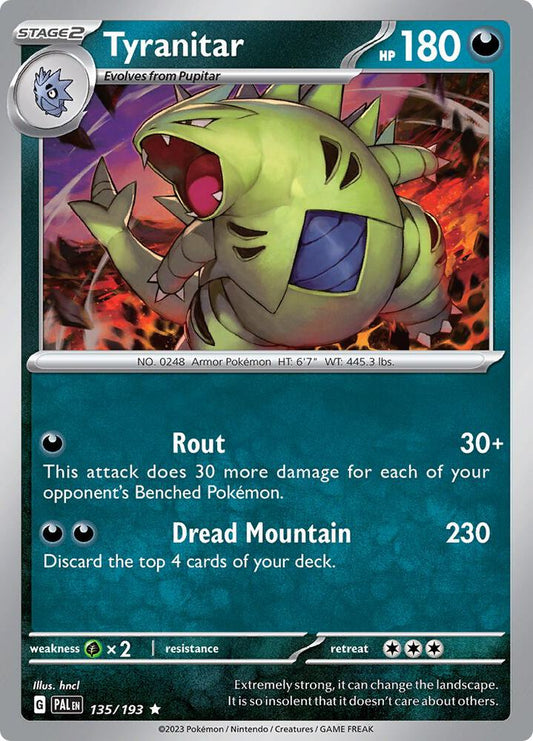 Tyranitar - 135/193 135/193 Rare Paldea Evolved Pokémon card