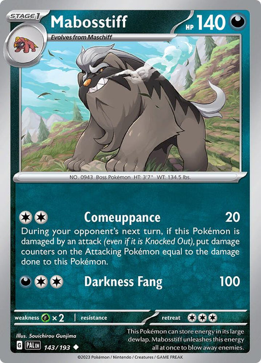 Mabosstiff 143/193 Uncommon Paldea Evolved Pokémon card