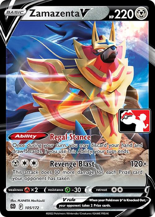 Zamazenta V - 105/172 105/172 Ultra Rare Prize Pack Series Cards Pokémon card