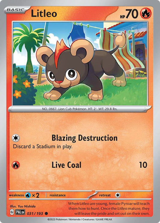 Litleo 031/193 Common Paldea Evolved Pokémon card
