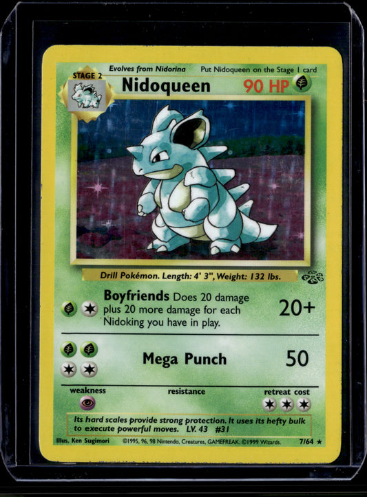 Nidoqueen (7) Jungle #07/64 Unlimited Holofoil Pokémon Card (front)