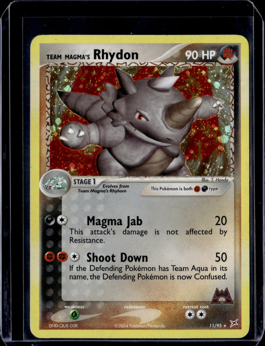 Team Magma's Rhydon - 11/95 Team Magma vs Team Aqua #11/95 Holofoil Pokémon Card (front)