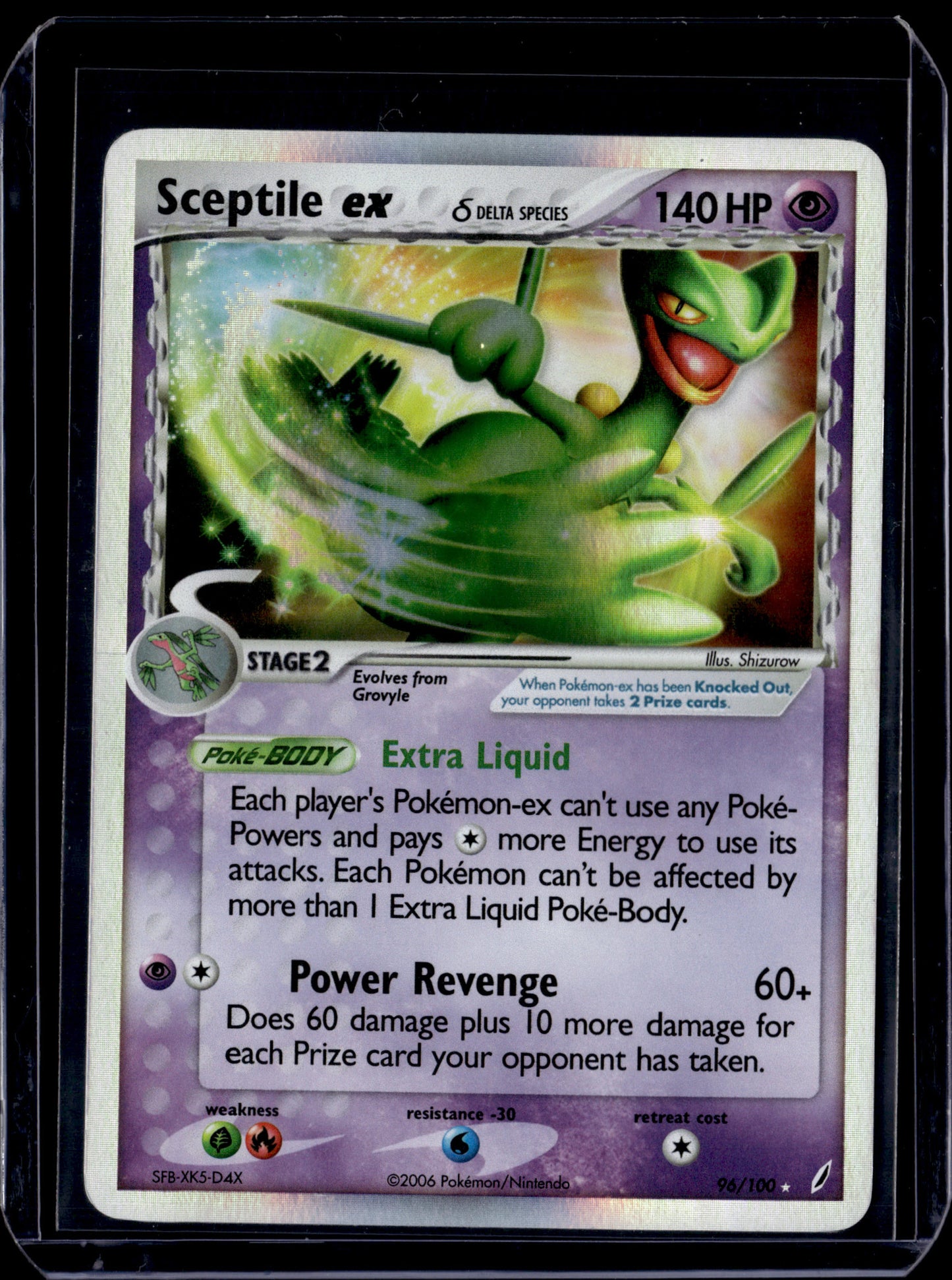 Sceptile ex (Delta Species) Crystal Guardians #96/100 Holofoil Pokémon Card (front)