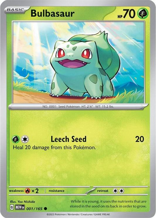 Bulbasaur - 001/165 001/165 Common Scarlet & Violet 151 Pokémon card