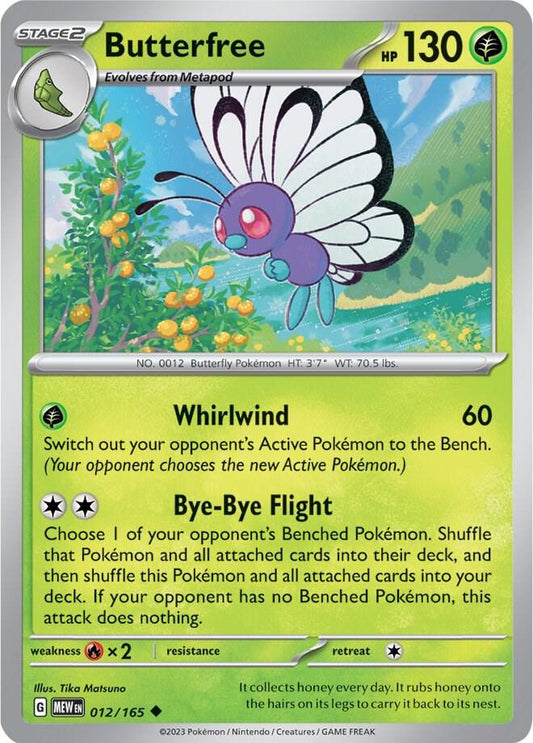 Butterfree 012/165 Uncommon Scarlet & Violet 151 Pokémon card